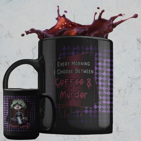 "Coffee & M*rder" 15oz Black Mug