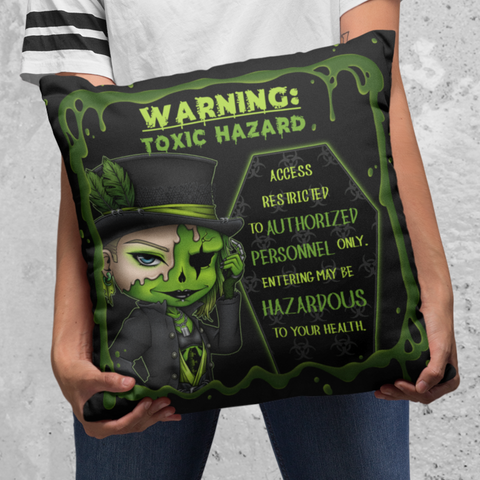 "Toxic Hazard" Faux Suede Pillow